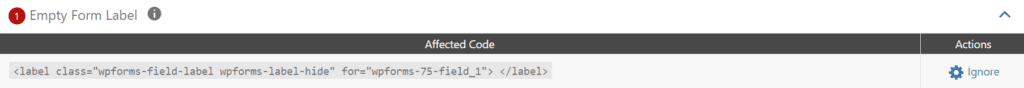 Empty Form Label error flagged in WordPress accessibility checker
