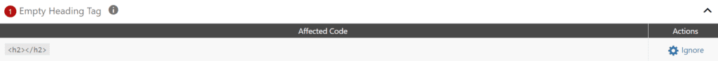 Empty Heading Tag error visible in WordPress Accessibility Checker
