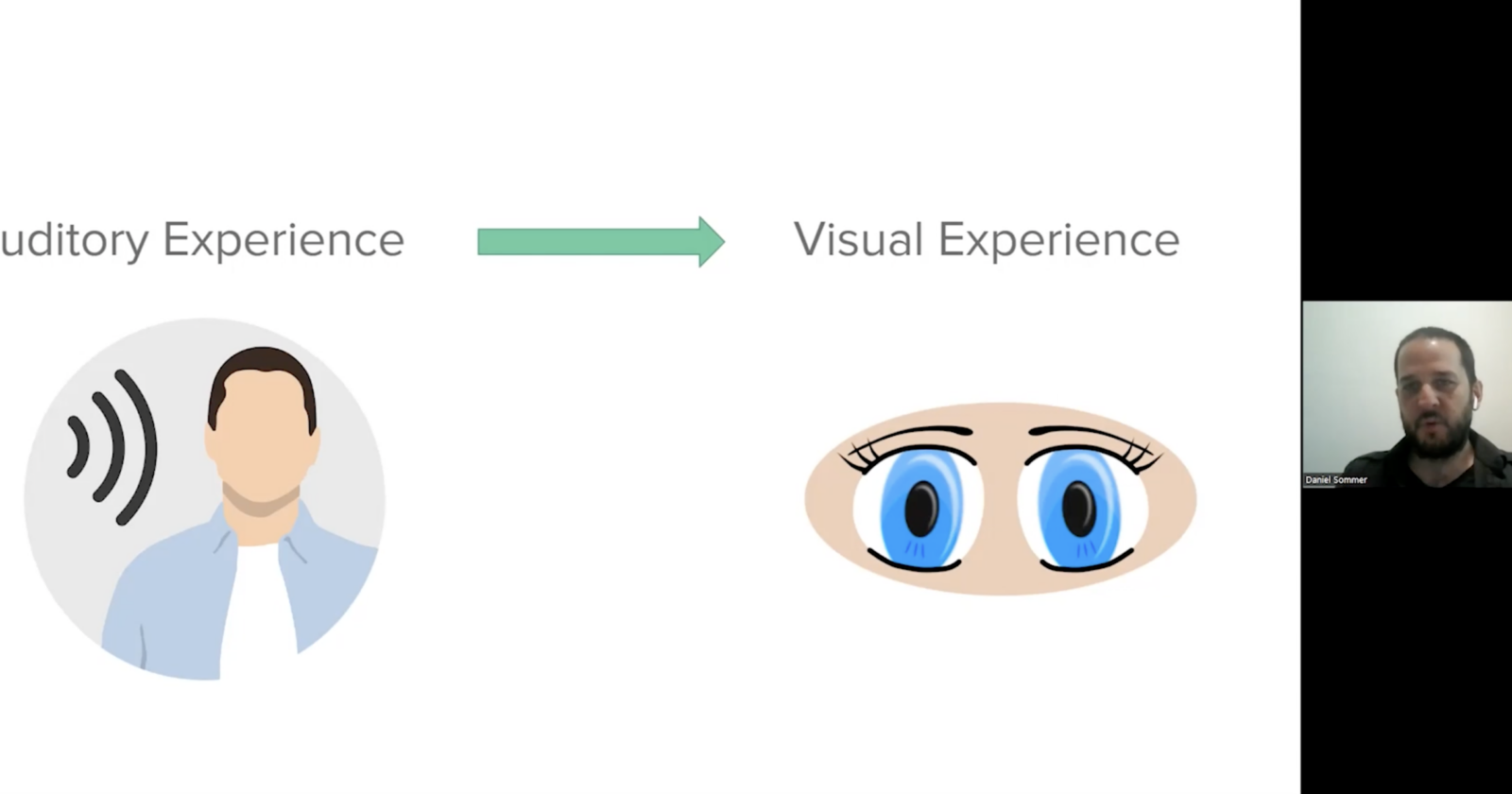 Daniel Sommer talking about auditory experience vs. visual experience