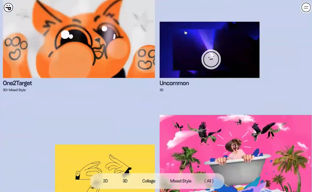 screenshot of example of video playing as animations and a cursor with a face