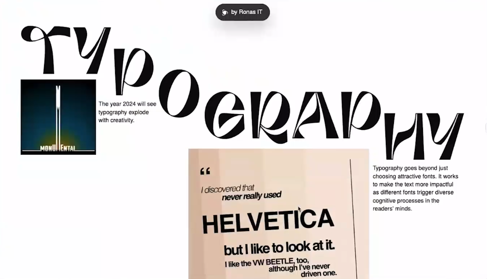 screenshot of typography not being legible