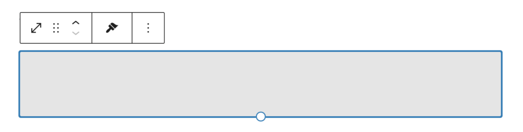 WordPress core spacer block with the toolbar visible. There are buttons to move it up and down, and a button to copy style.