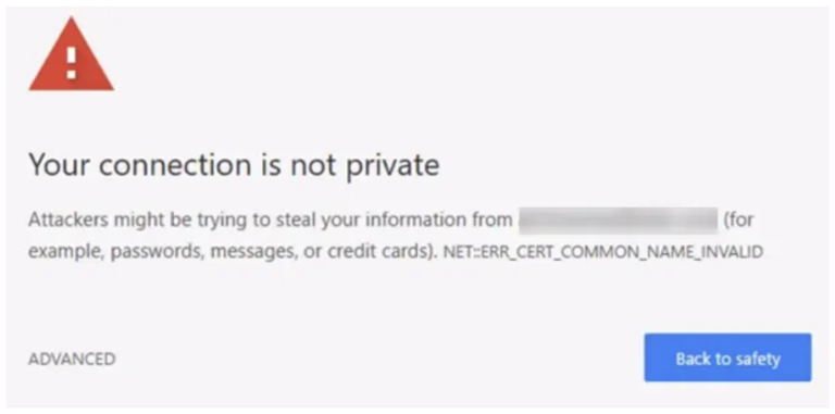 Chrome warning: Your connection is not private.