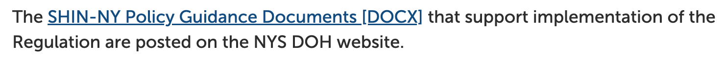 Example link to document hosted on the NYS DOH website. The link text only includes the file type (DOCX) and no size information.