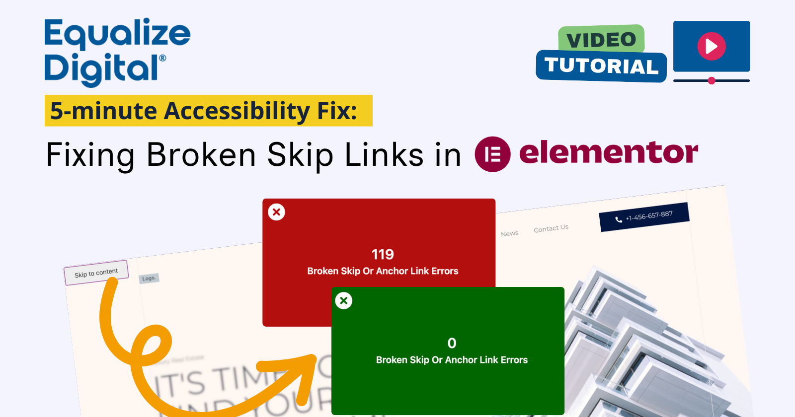 Equalize Digital 5 minute accessibility fix: Fixing Broken Skip Links in Elementor video tutorial