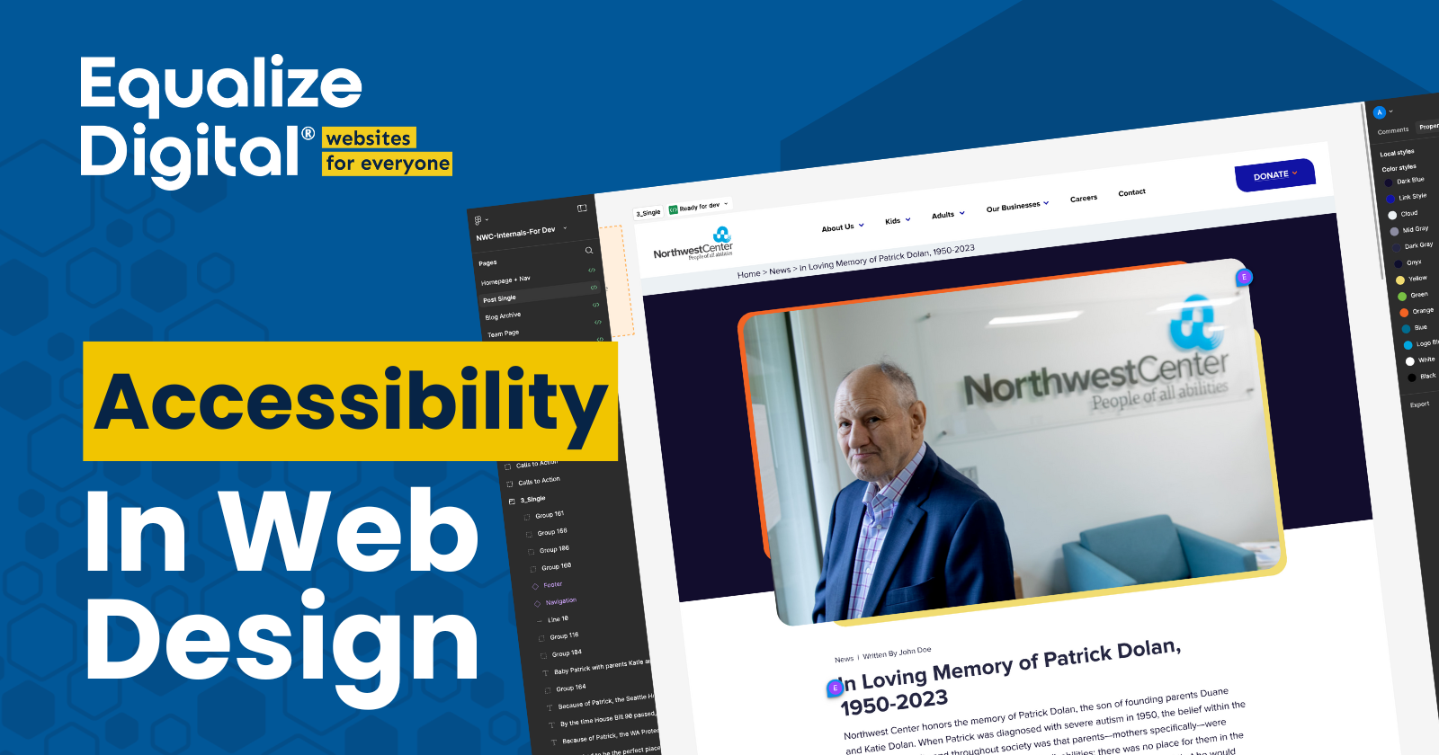 Equalize Digital Accessibility in Website Design with an image of a Figma web design file.