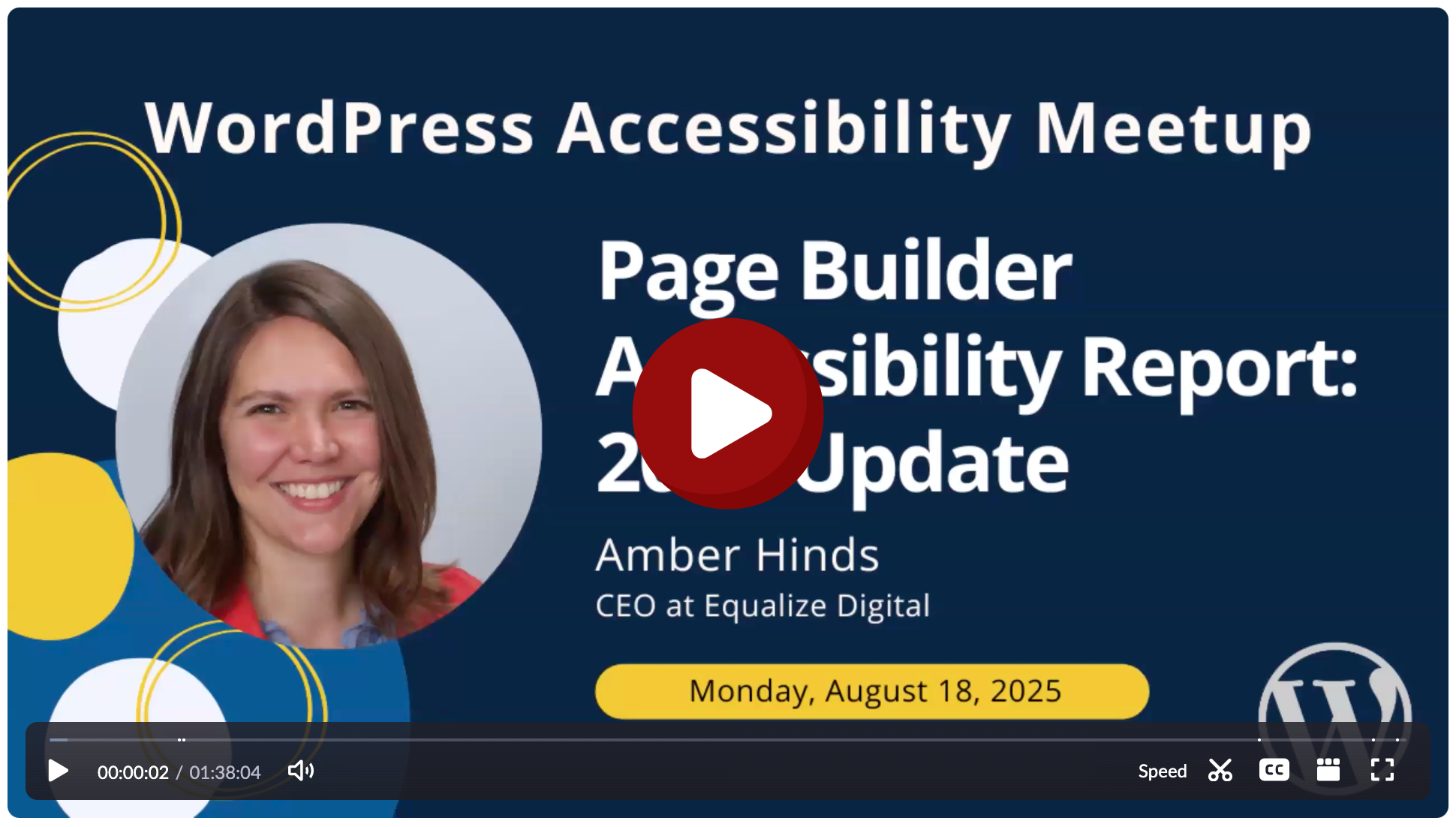 Watch the WordPress Accessibility Meetup Page Builder Accessibility Report video with Amber Hinds.