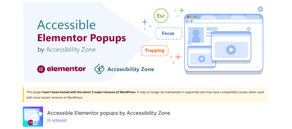 Accessible Elementor Popups WordPress plugin banner.