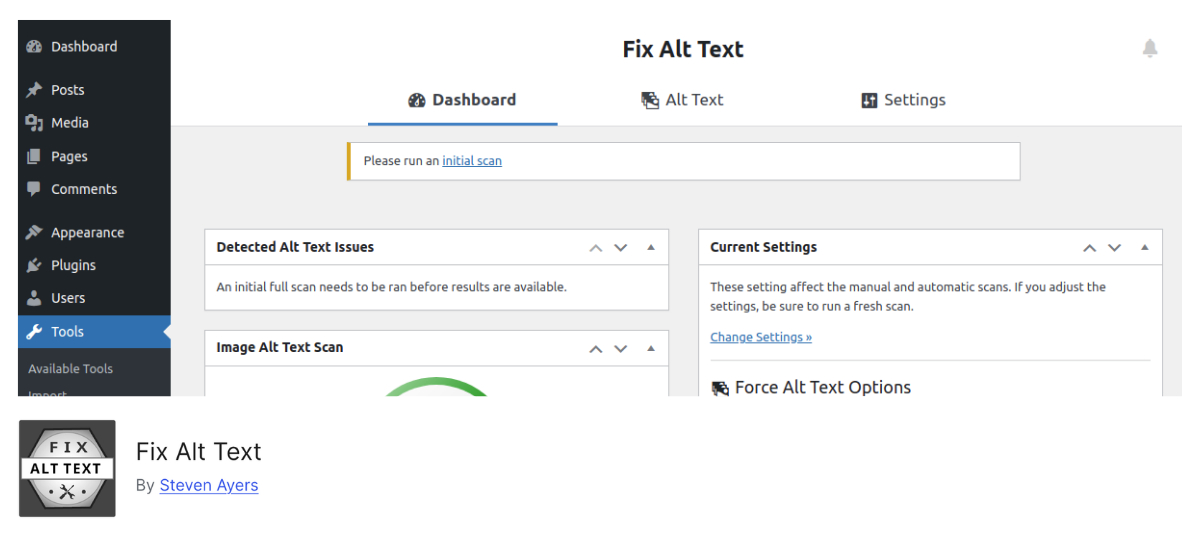 Fix Alt Text WordPress plugin banner.