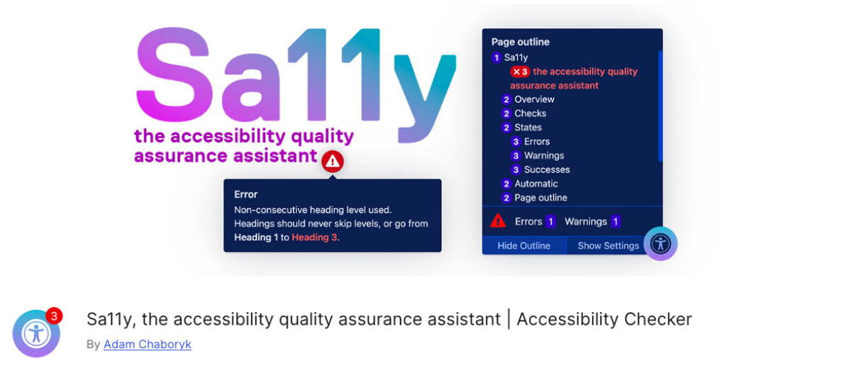 Sa11y WordPress plugin banner.