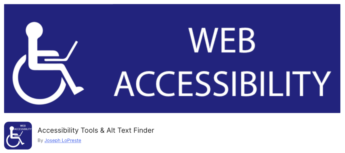 Accessibility Tools & Alt Text Finder WordPress plugin banner.