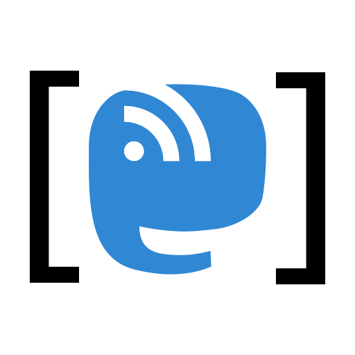 Icon of the Include Mastodon Feed plugin - the Mastodon elephant icon within brackets